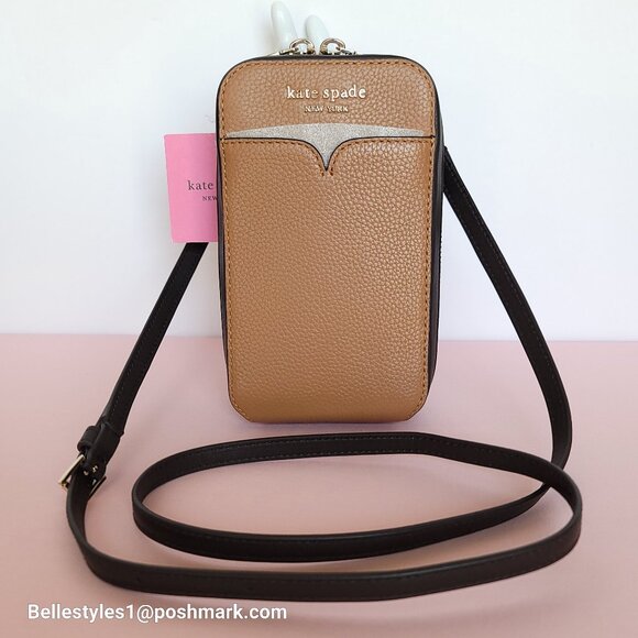KATE SPADE Zeezee North South Pebbled Leather Phone Crossbody Bag- Bungalow M🎈⭐ - Picture 2 of 16